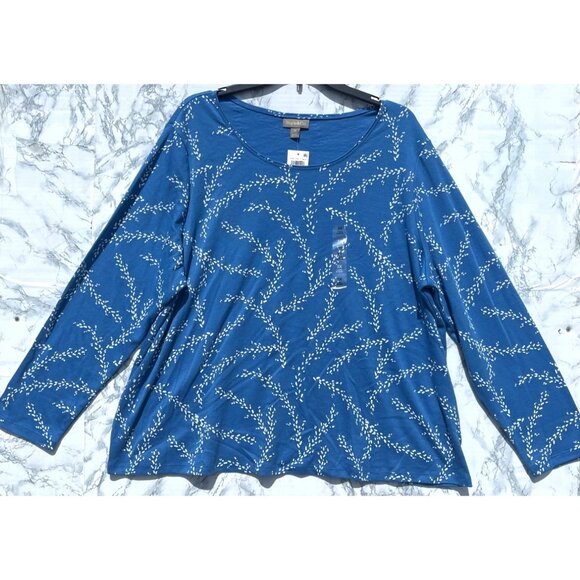 Style & Co Sz 3X Blue Long Sleeve Top 3X Dotted Blue - Picture 1 of 8